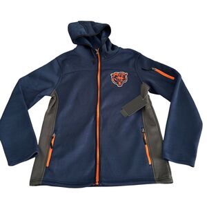 NFL Team Apparel Chicago Bears Full Zip HoodedbJacket Mens Size Small Blue NEW